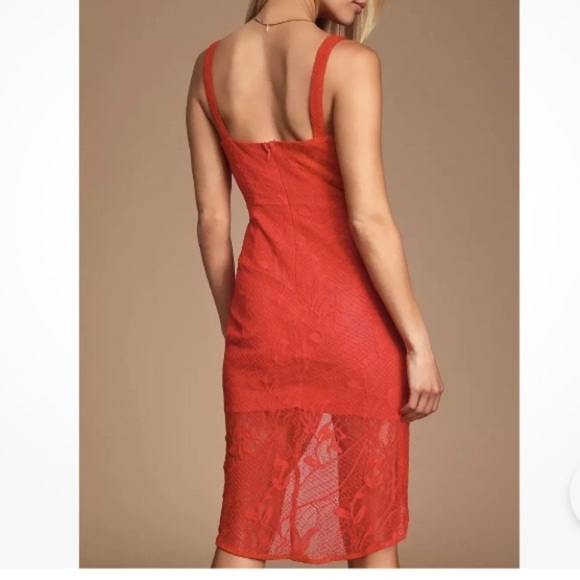 Lulus |  Meg Red Lace Sleeveless Tulip Hem Cocktail Dress Size XS - Picture 2 of 12